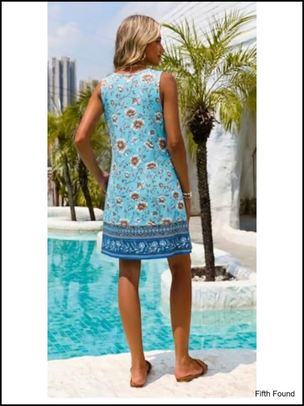 Lace Trim Tank Dress Swimsuit Cover Up Sleeveless V-Neck Boho Beach Mini Dress